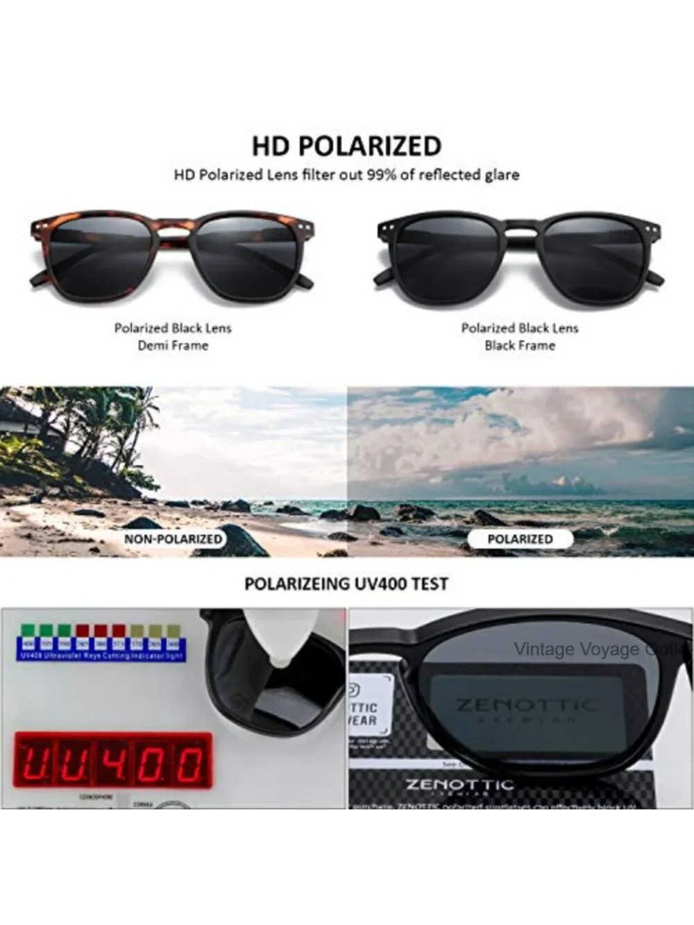 Polarized Sunglasses 2 Pack Retro Round Square UV Protection Spring Hinge